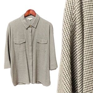 Ann Mashburn houndstooth top minimalist neutral black brown wool blend